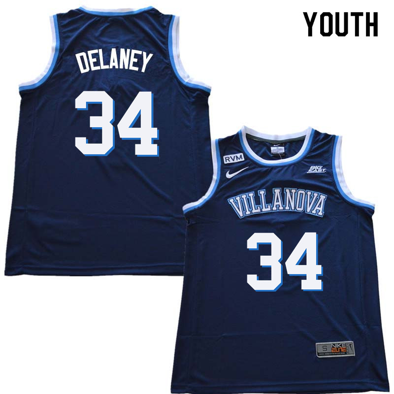 2018 Youth #34 Tim Delaney Willanova Wildcats College Basketball Jerseys Sale-Navy - Click Image to Close